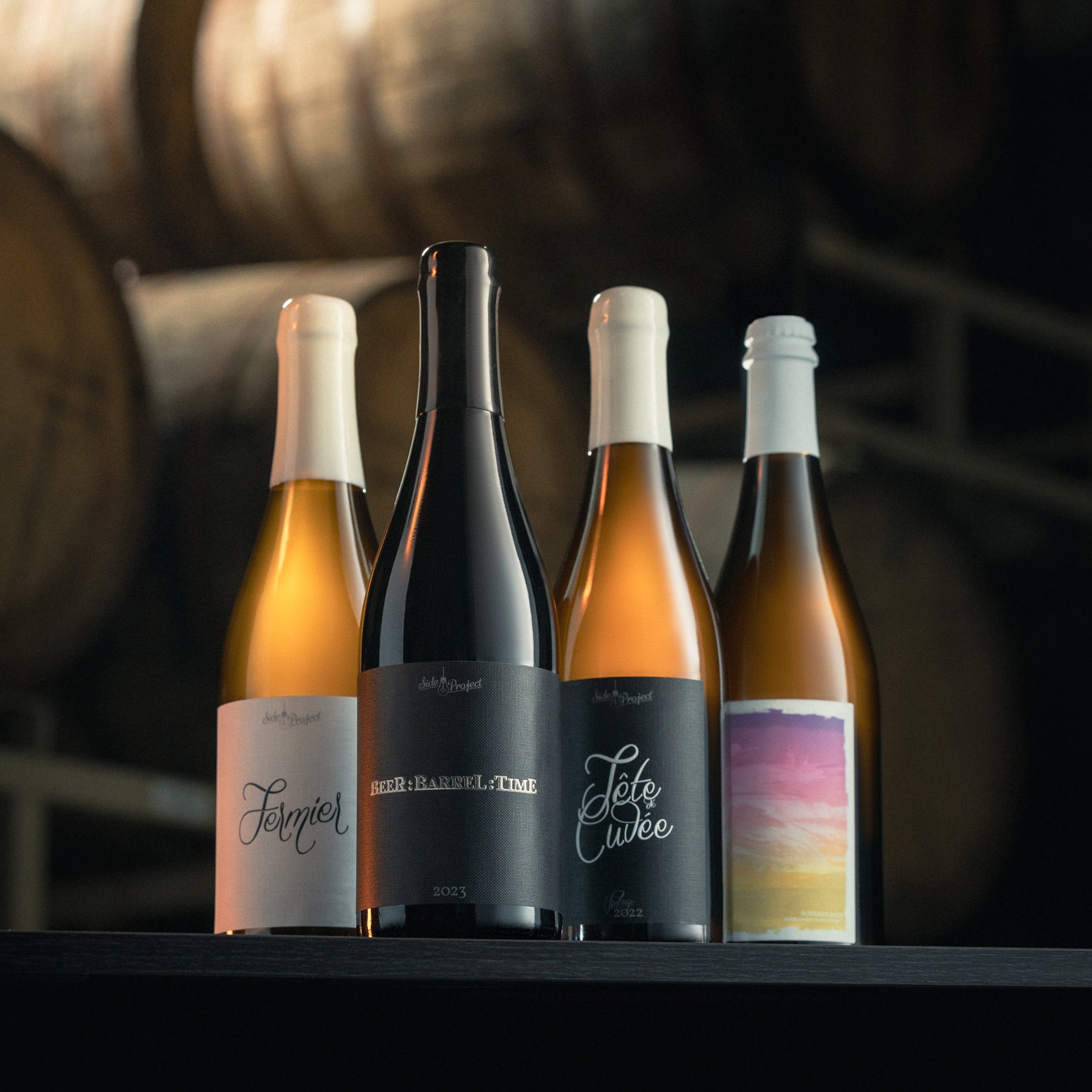 PACKAGE - Beer : Barrel : Time 2023, Tête de Cuvée Vintage 2022, Fermier Vintage 2023, SARA Collaboration Sunrises & Glass