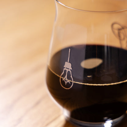 Light Bulb & "SP" Stemless Glass