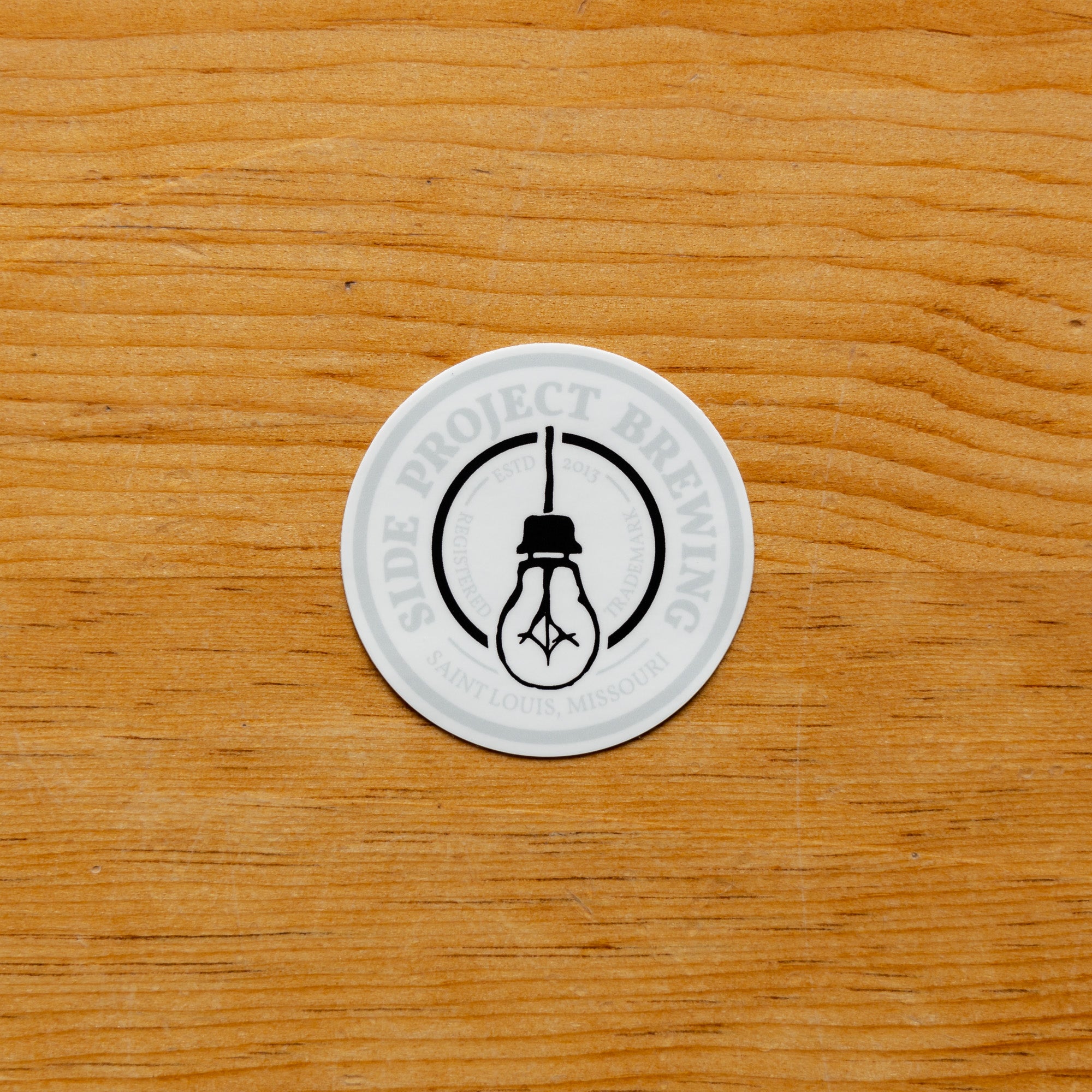 Side Project Circle Sticker - White & Grey