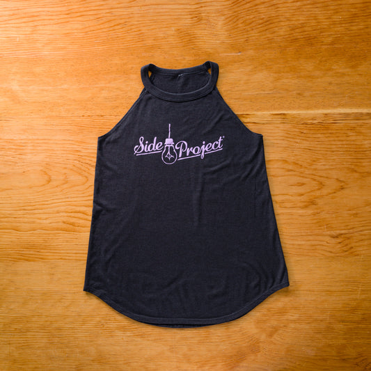 Ladies Rocker Script Logo Tank - Charcoal Black
